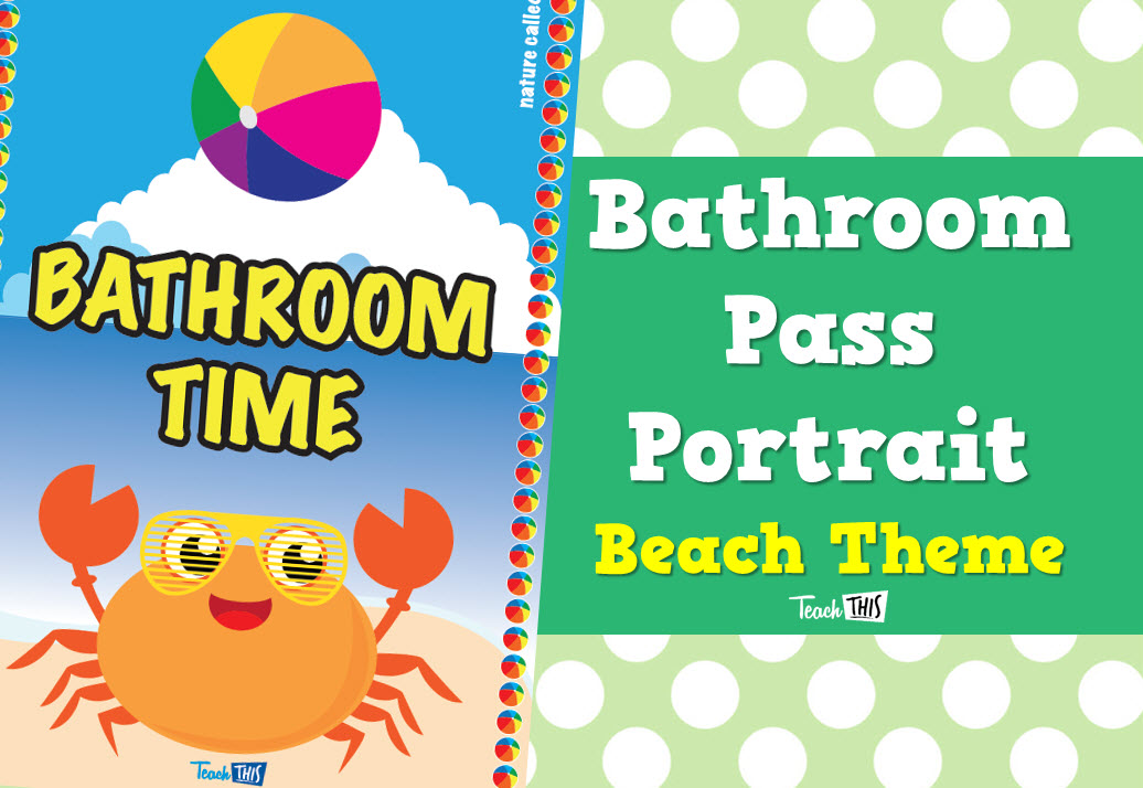 Bathroom Pass - Beach Theme Portrait