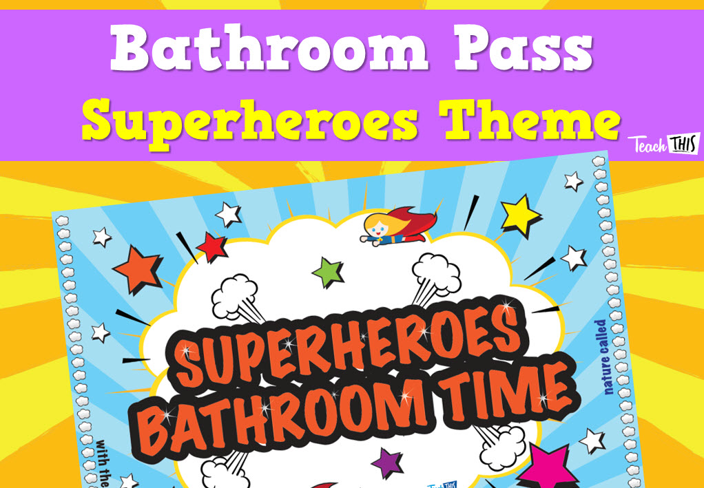 Bathroom Pass - Superheroes Landscape