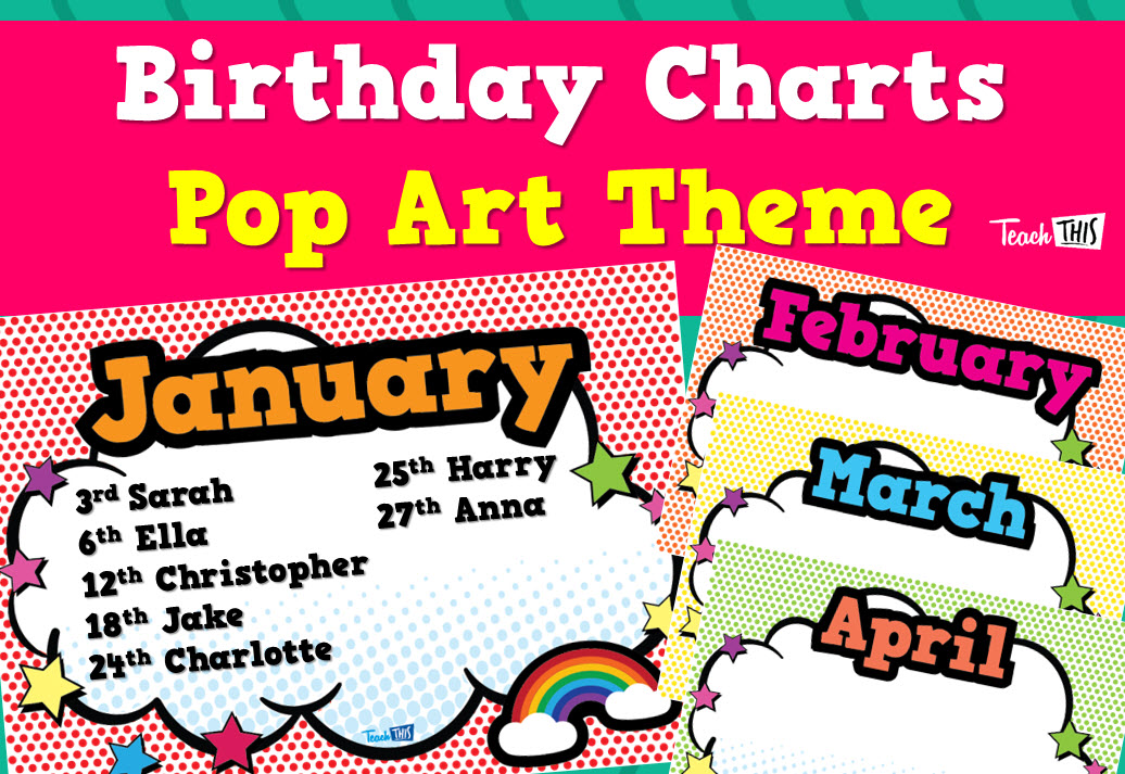 Birthday Charts Landscape - Pop Art Theme