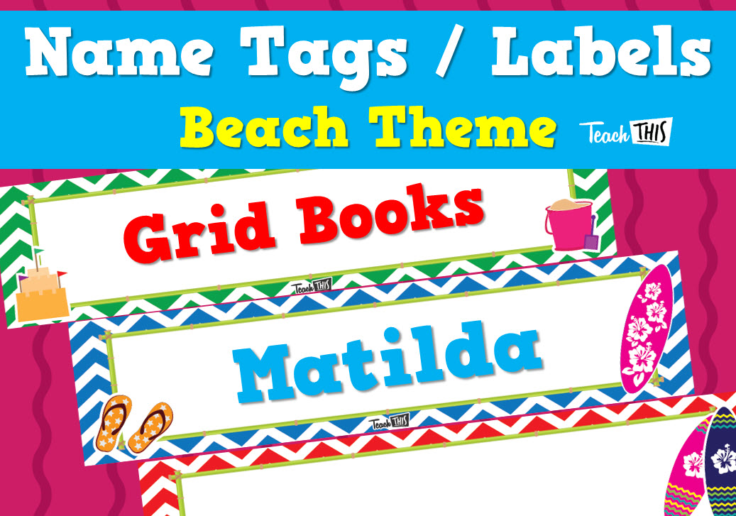 Editable Name Tags/Labels - Beach Theme Ver.2