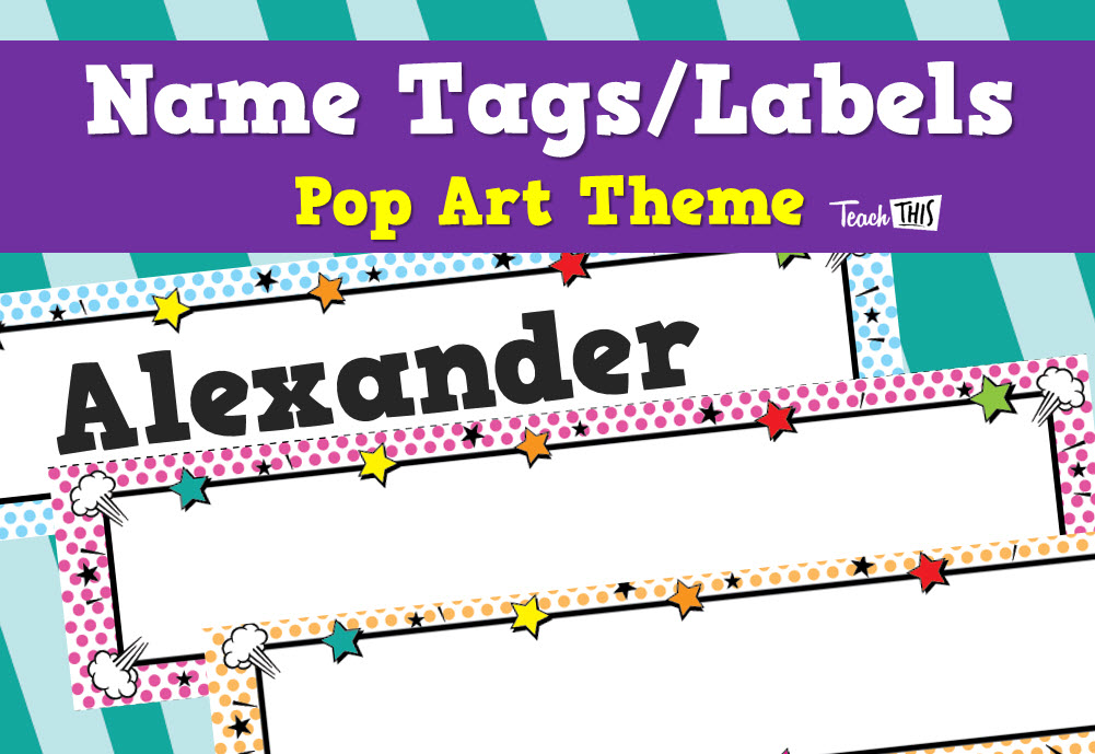 Editable Name Tags/Labels - Pop Art Ver2