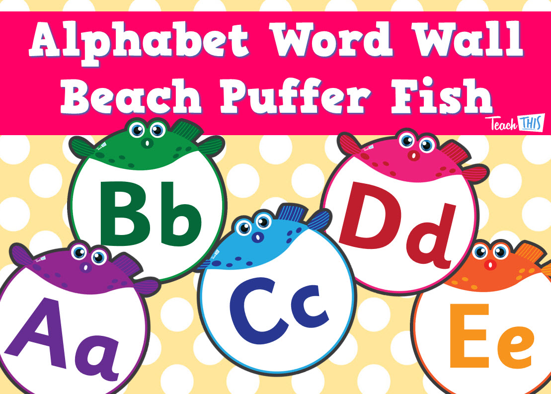 Alphabet WordWall - Beach PufferFish Upper & Lower