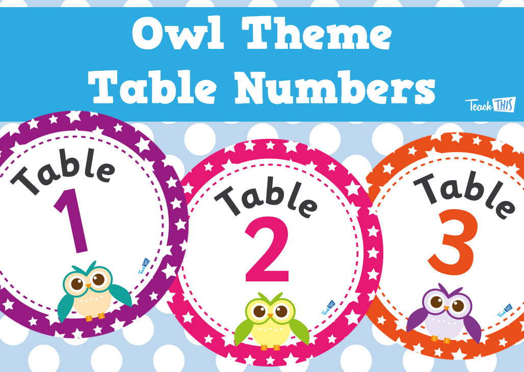 Owl Theme - Table Numbers