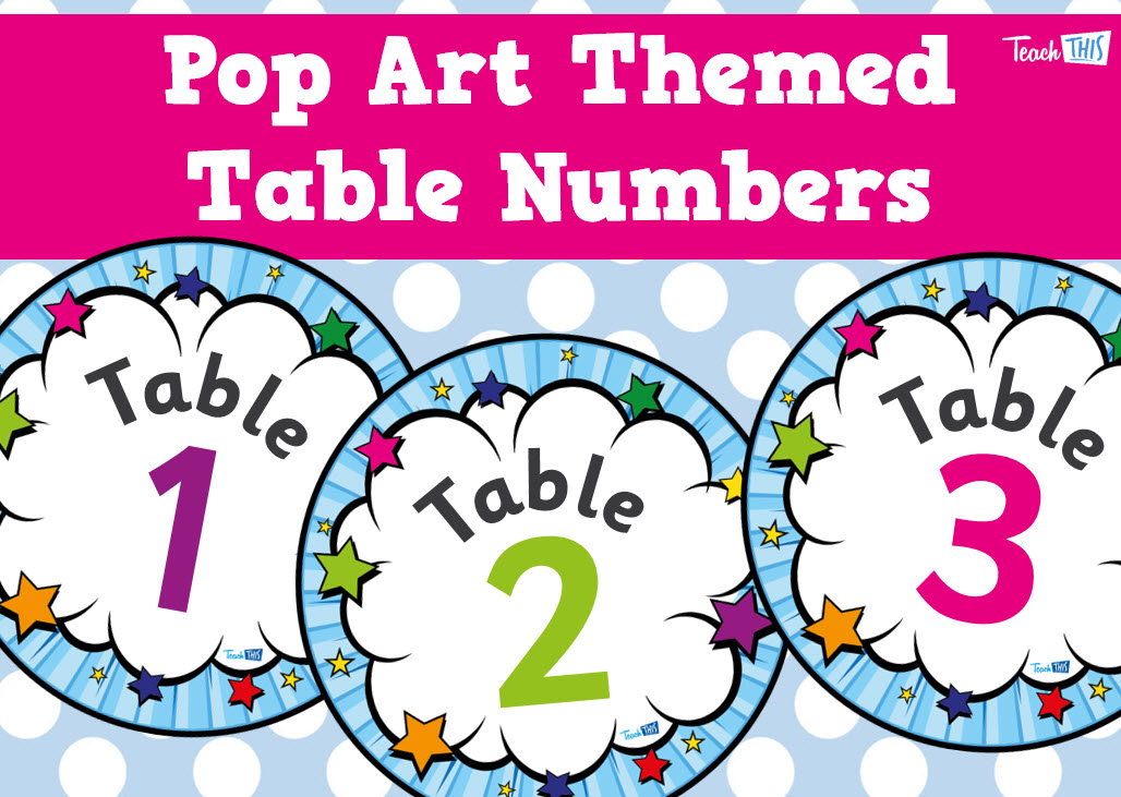 Table Numbers - Pop Art Theme