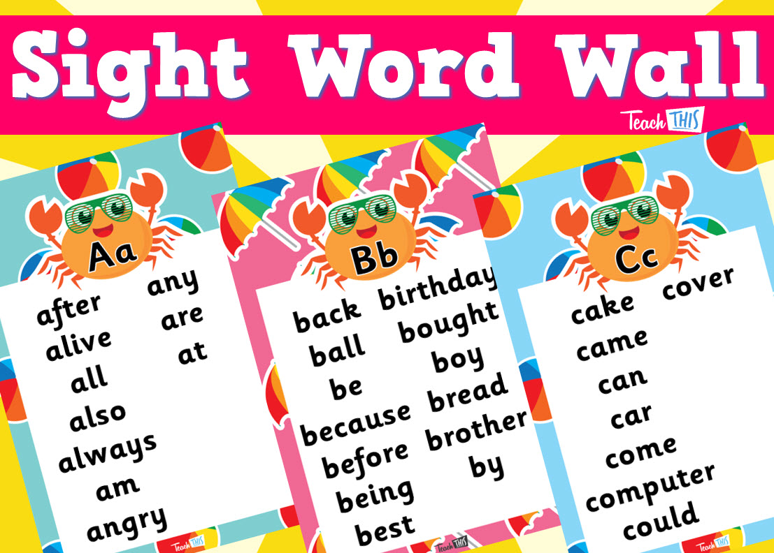 Sight Word Wall - Beach Theme Crabs