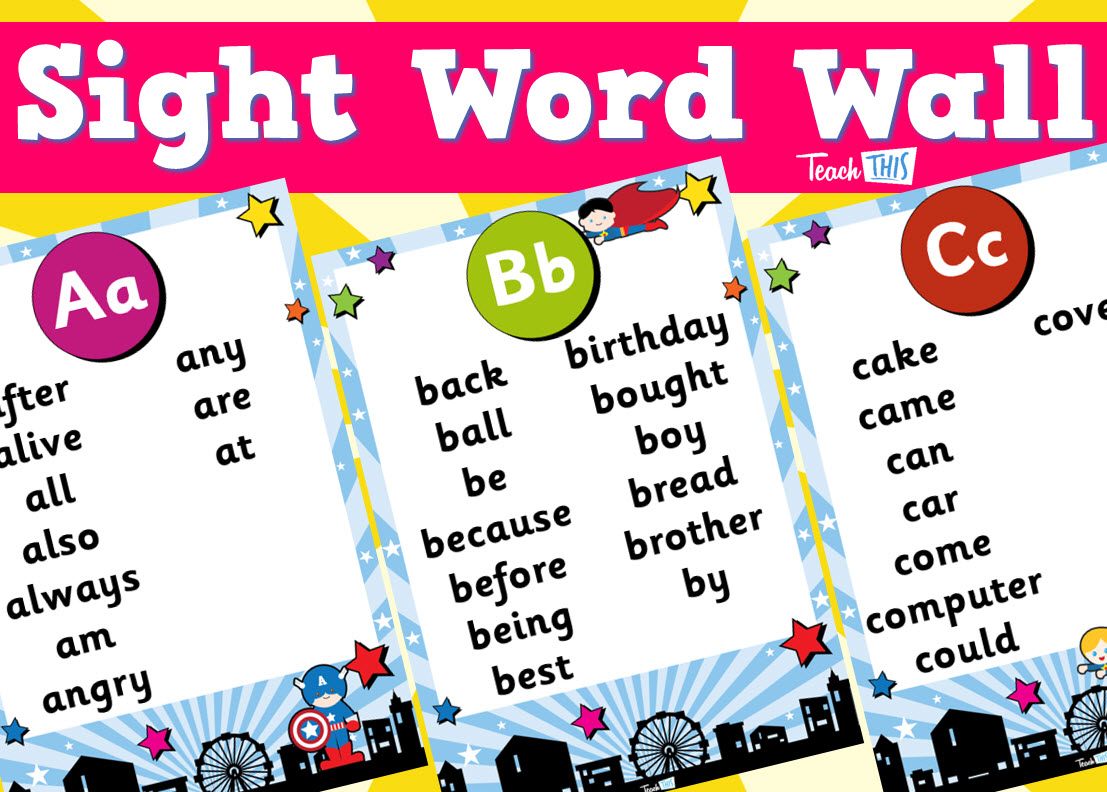 Sight Word Wall - Superheroes