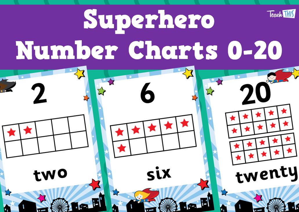 Superhero Number Charts 0-20