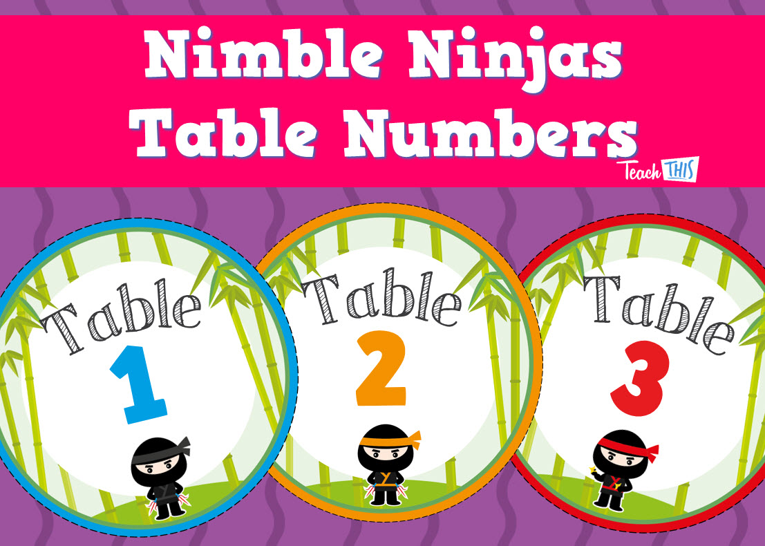 Table Numbers - Ninjas