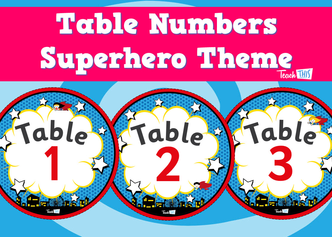 Table Numbers - Superheroes