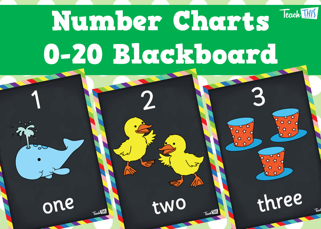 Number Charts 0-20 - Blackboard