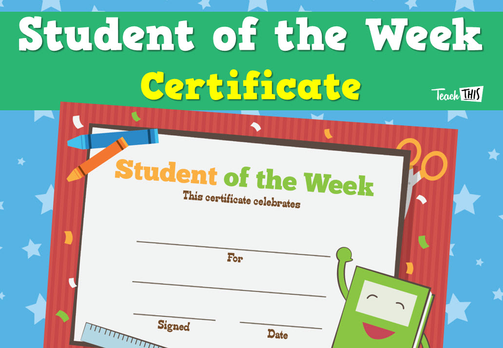 Student of the Week - Certificate