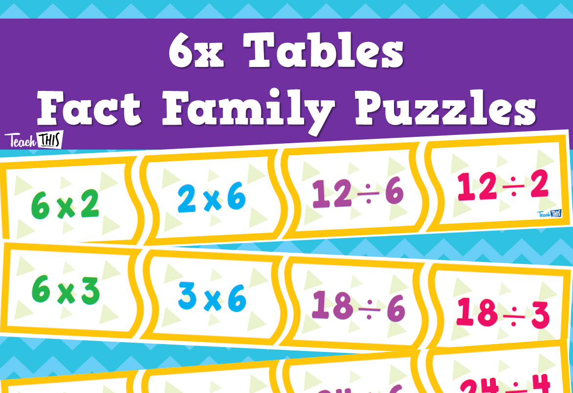 6x Tables – Fact Family Puzzles