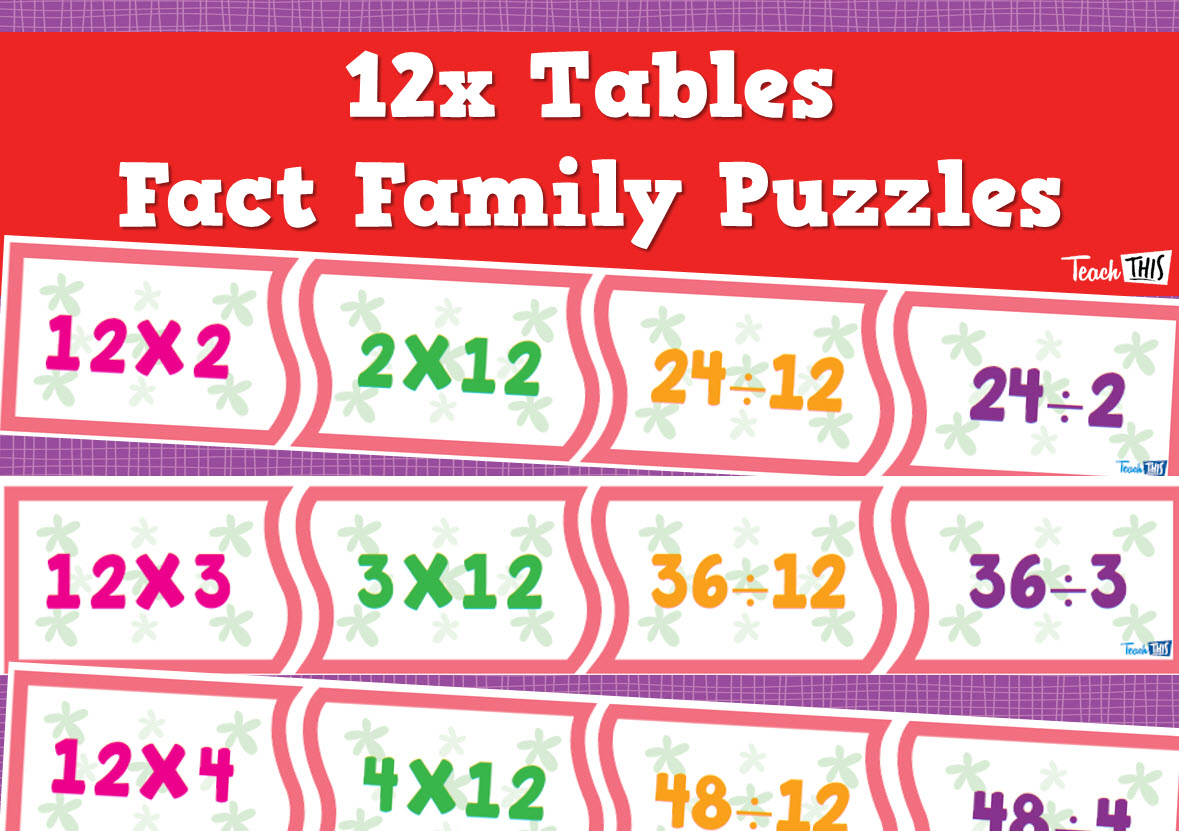 Times Tables Puzzles - 12x