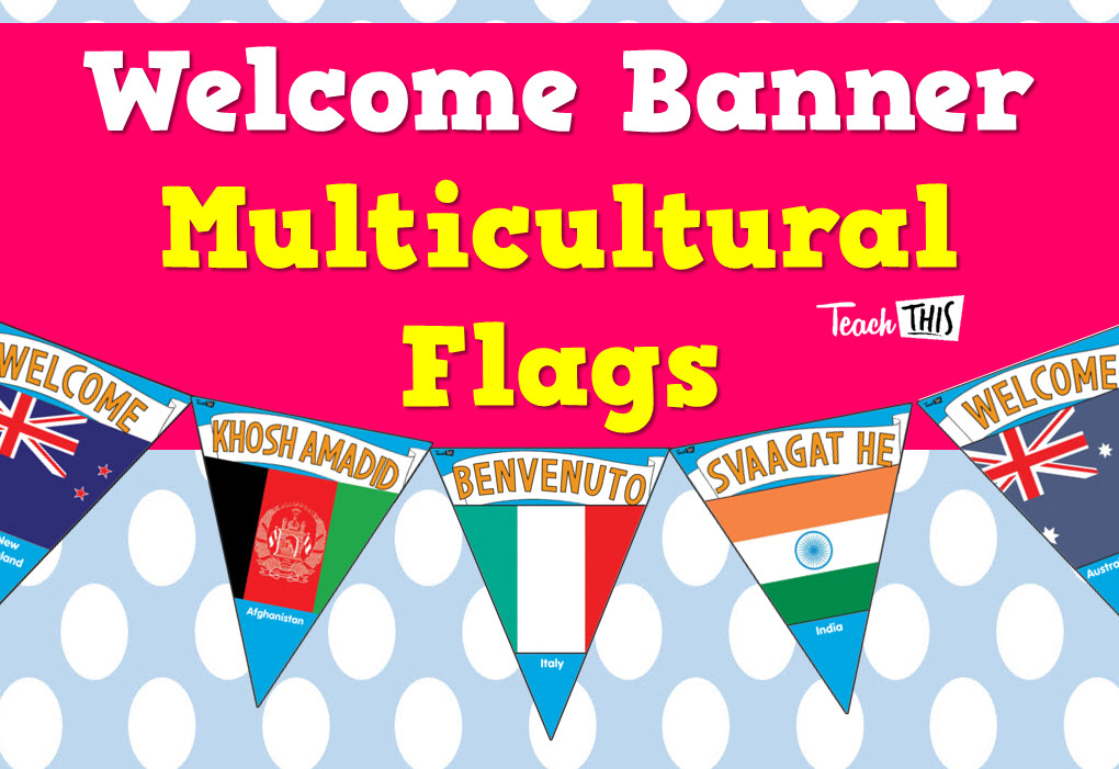 Welcome Banner - Multicultural Flags