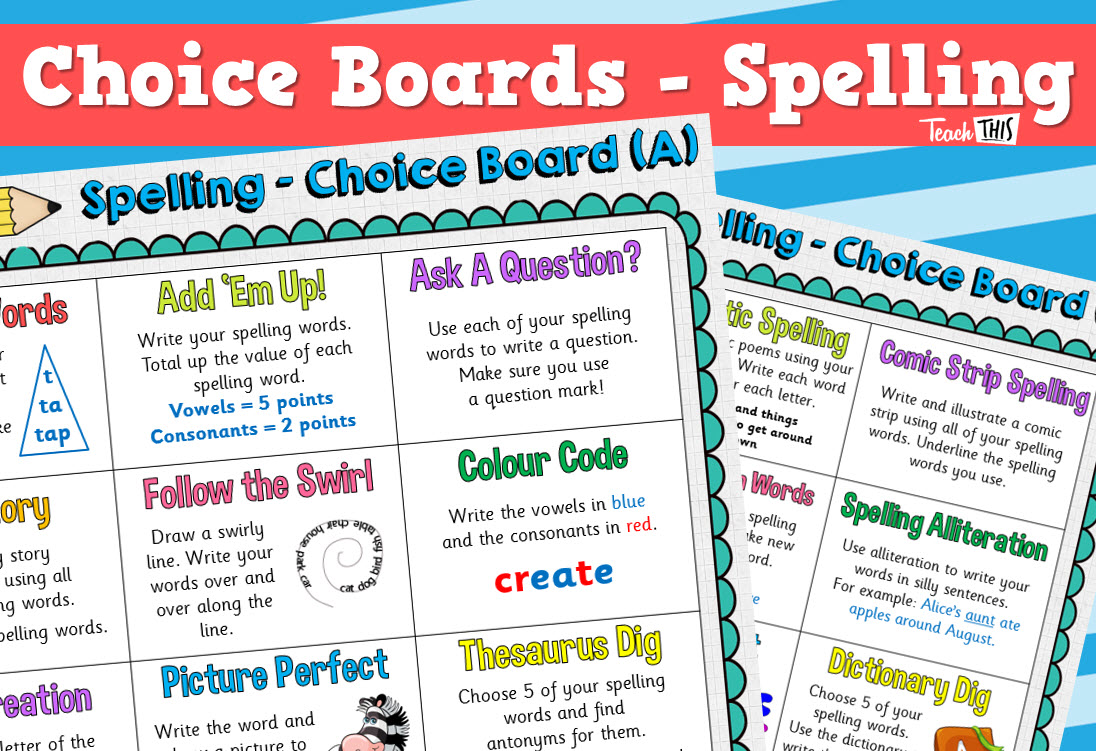 Choice Board - Spelling
