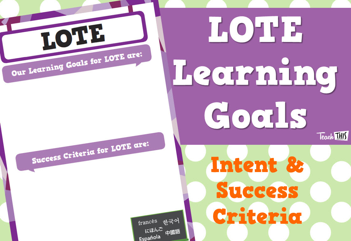 Learning Goals - LOTE
