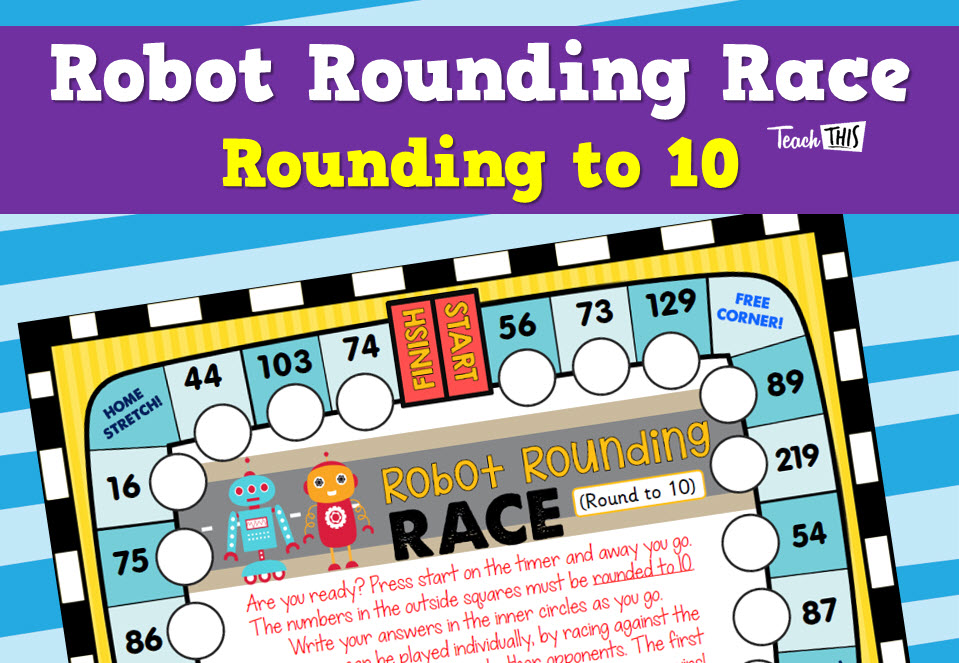 Robot Rounding Race - Rounding To 10