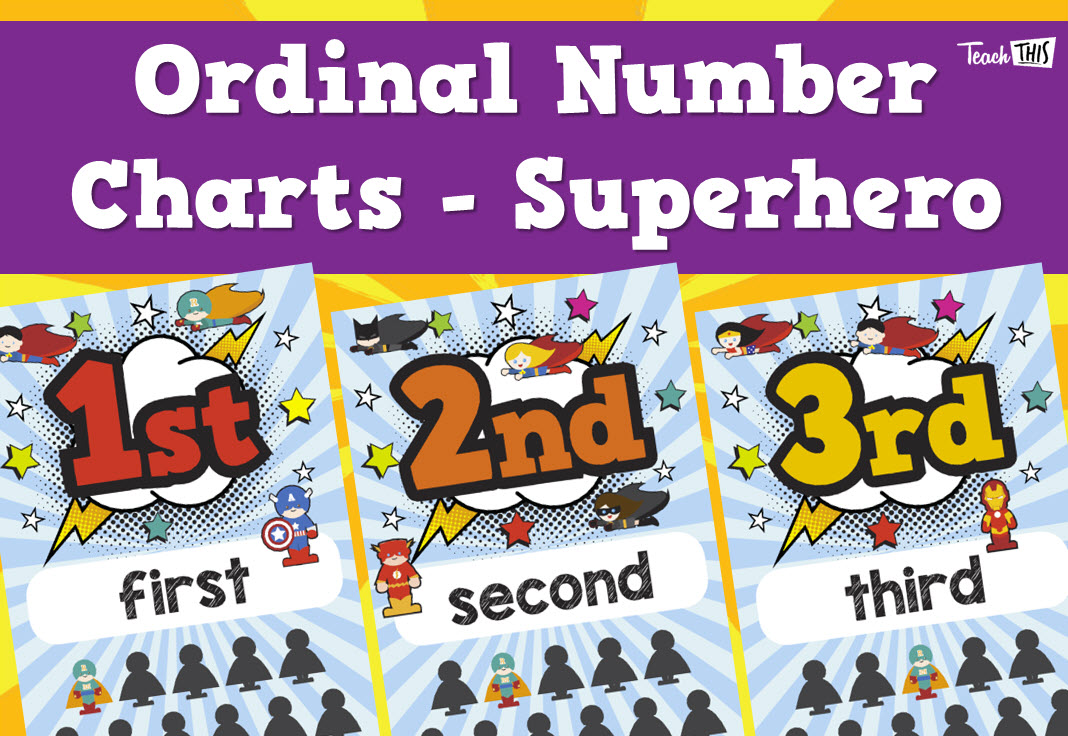Ordinal Number Charts - Superhero