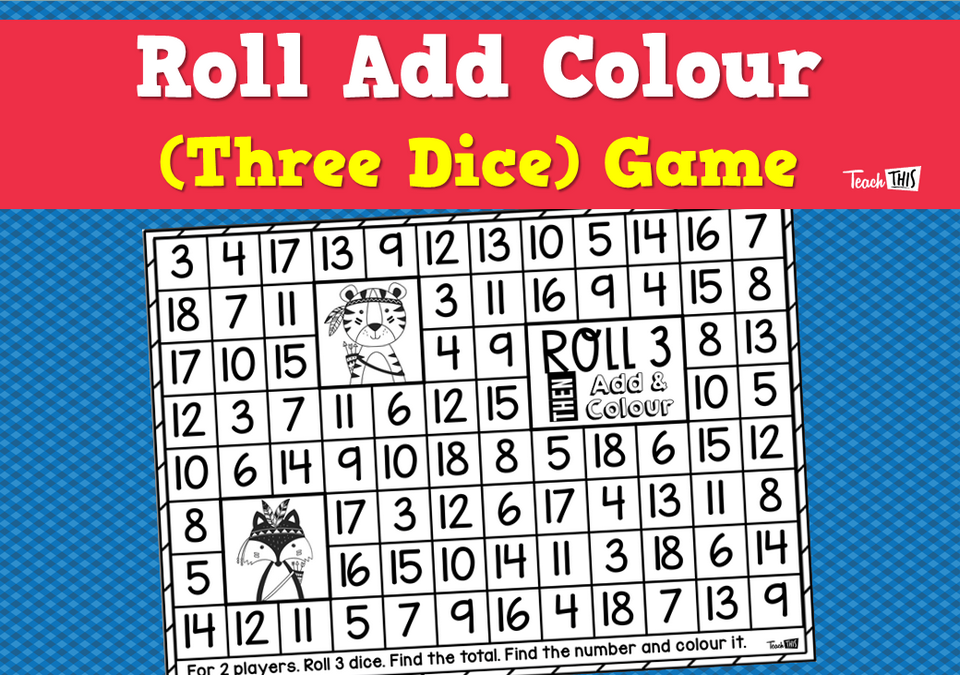 Roll Add Colour (Three Dice) Game