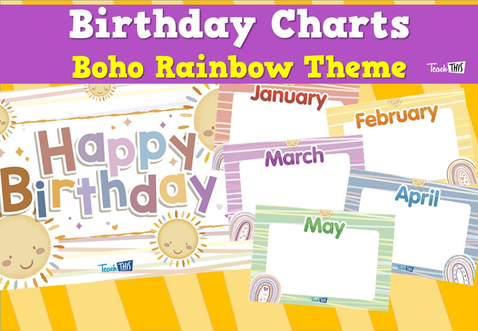 Birthday Chart - Boho Rainbow Theme