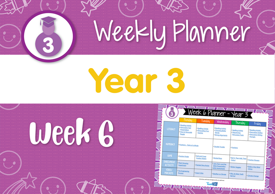 Weekly Planner - Year 3 Week 6