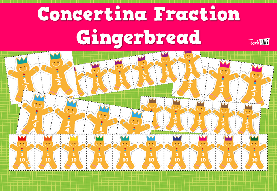 Fraction Gingerbread Men - Concertina Folding