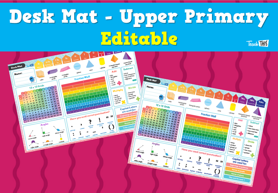 Desk Mat - Upper Primary Editable