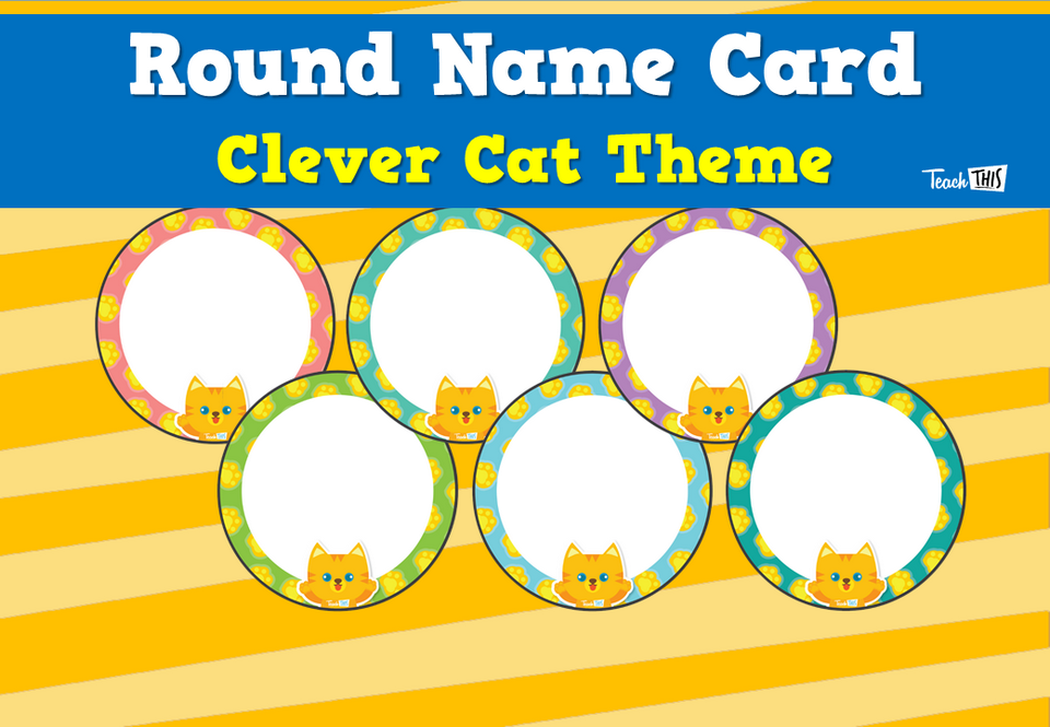 Round Name Card - Clever Cat Theme