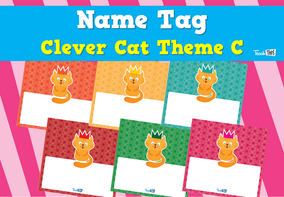 Name Tag - Clever Cat Theme C