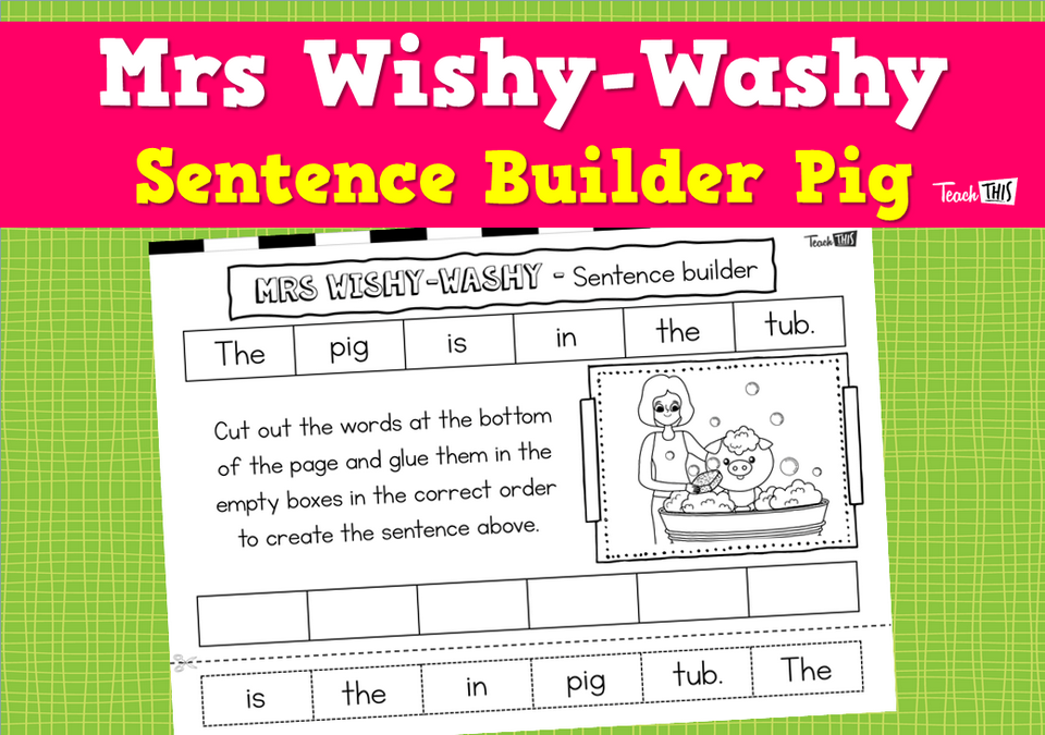 Mrs Wishy-Washy Sentence Builder Pig