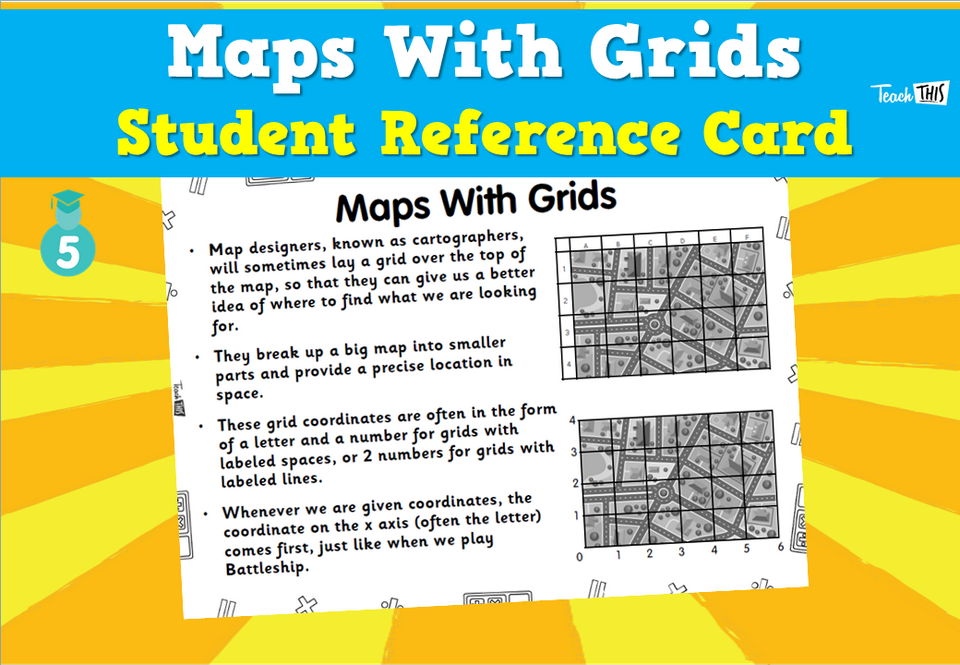 Maps With Grids - Student Reference Card