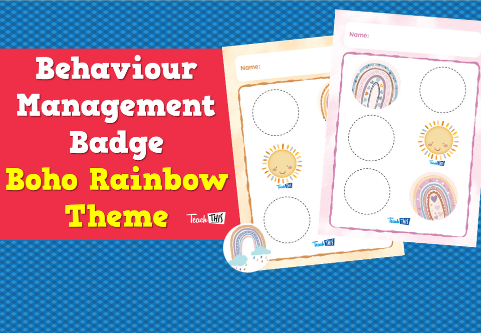 Behaviour Management Badge - Boho Rainbow Theme