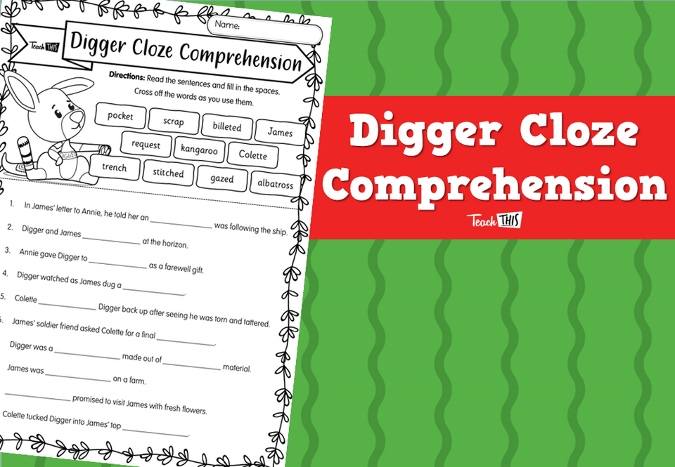 Digger Cloze Comprehension
