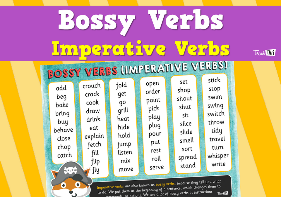Bossy Verbs - Imperative Verbs Poster