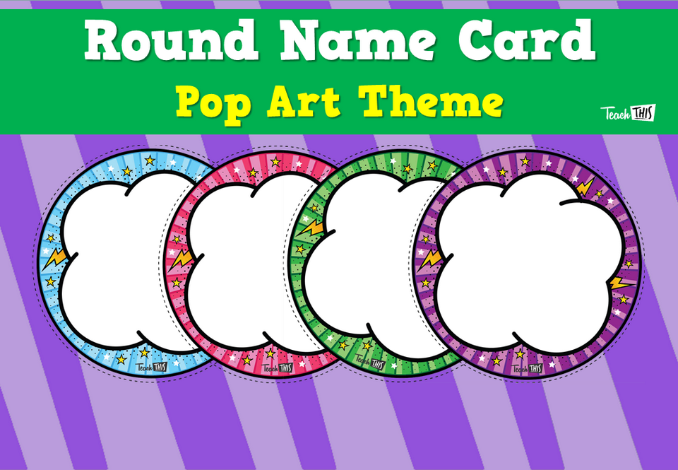 Round Name Card - Pop Art Theme