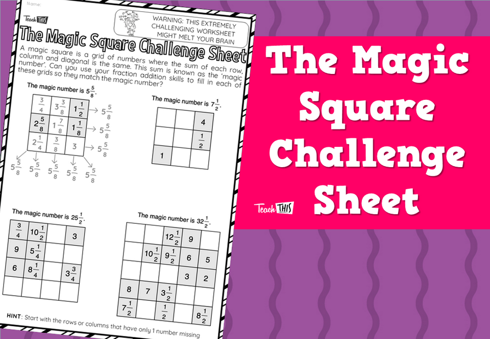 The Magic Square Challenge Sheet