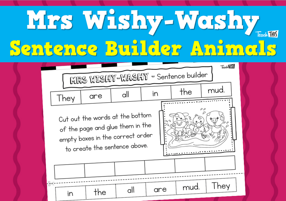Mrs Wishy-Washy Sentence Builder Animals