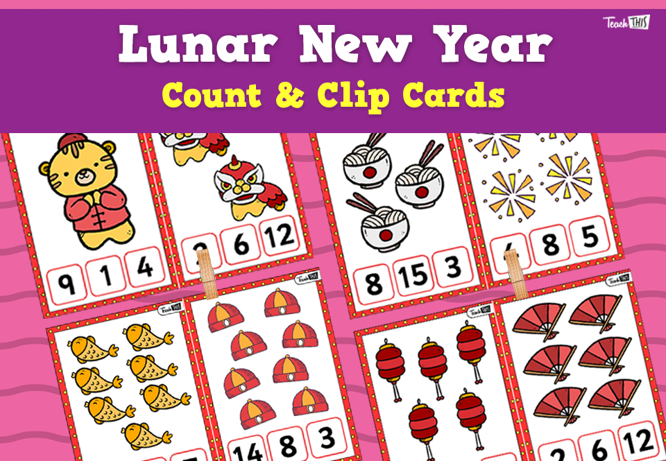 Lunar New Year - Count & Clip Cards