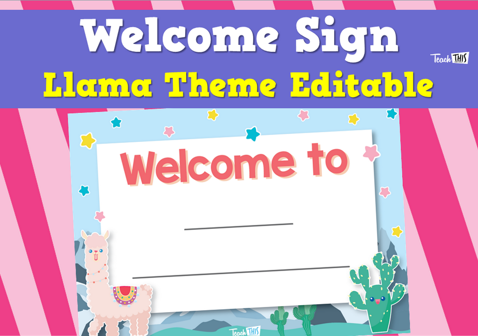 Welcome Sign - Llama Theme Editable