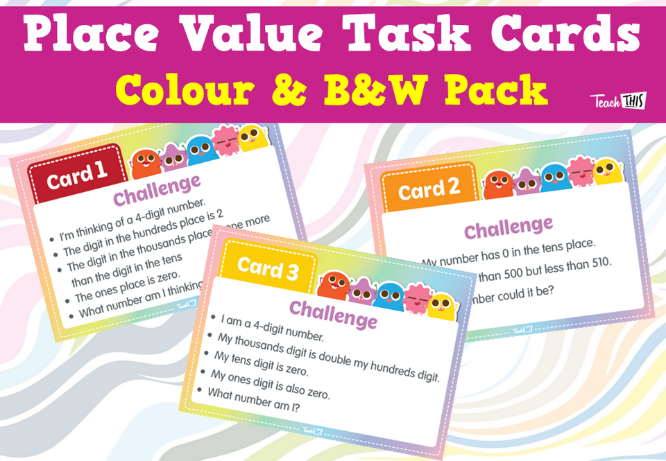 Place Value Task Cards - Colour & B&W Pack