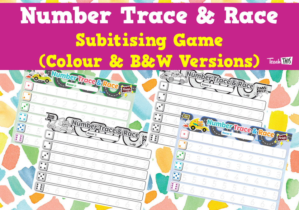 Number Trace & Race - Subitising Game (Colour & B&W Versions)