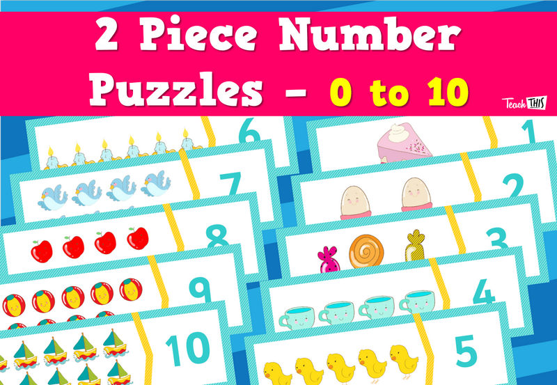 2 Piece Number Puzzles - 0 to 10