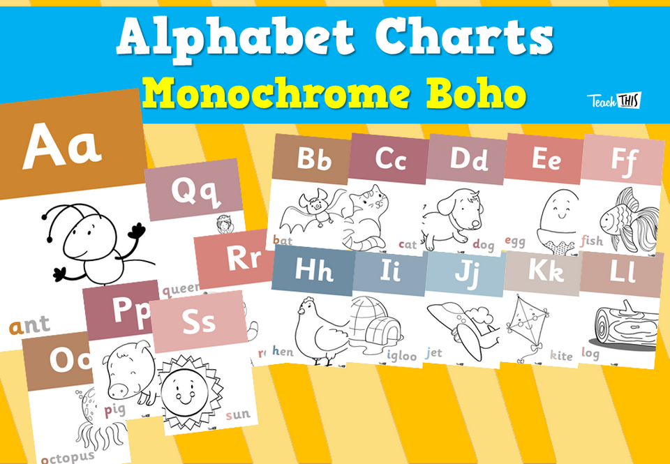 Alphabet Charts - Monochrome Boho