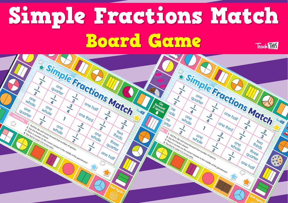 Simple Fractions Match - Board Game