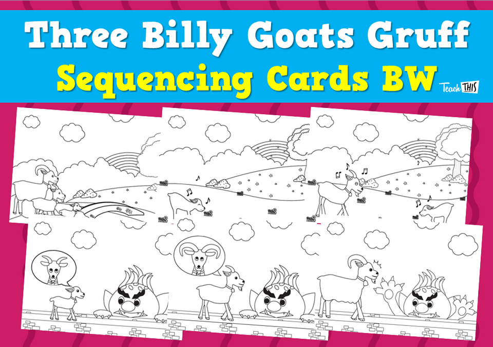 The Three Billy Goats Gruff Sequencing Cards BW