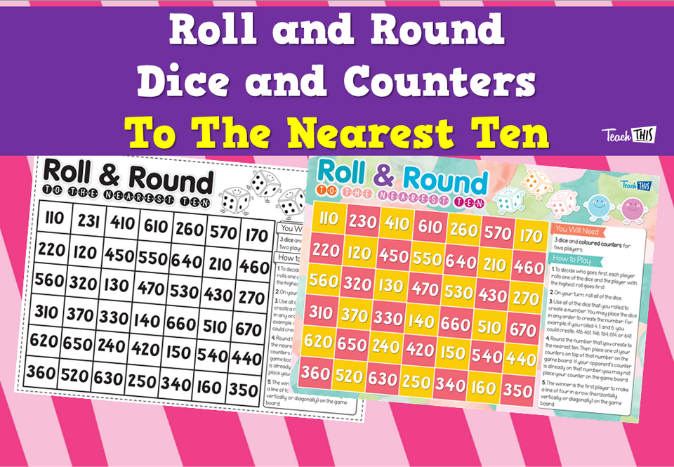 Roll and Round Dice and Counters: To The Nearest Ten