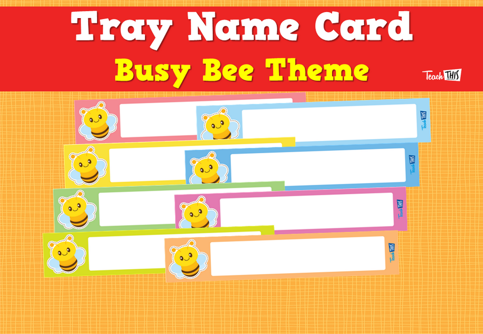 Tray Name Card - Busy Bee Theme