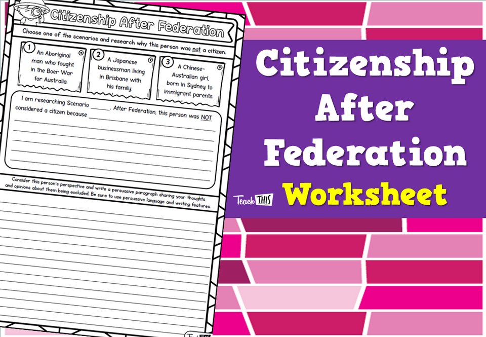 Citizenship After Federation - Worksheet