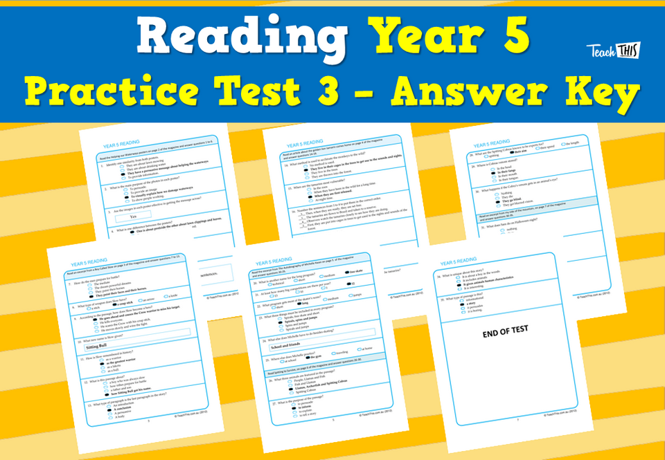 Year 5 - P3 Reading - ANSWERS