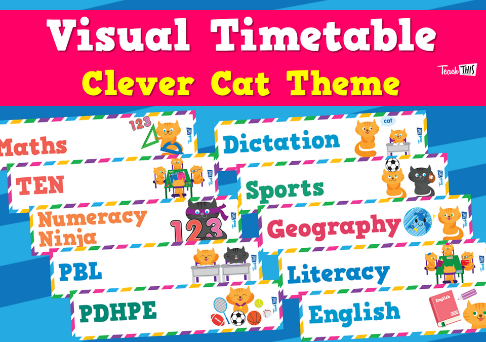 Visual Timetable - Clever Cat Theme